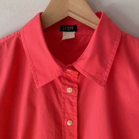 J Crew Haberdashery Stretch Cotton Shirt Vibrant Coral Size Large EUC - Picture 4 of 12